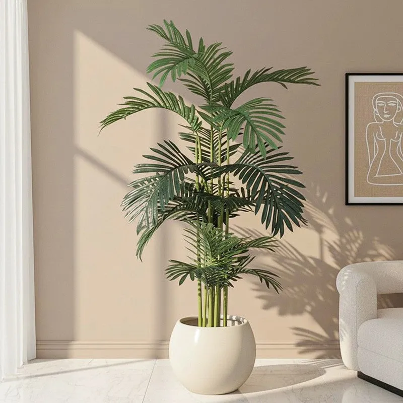 Frondelle Artificial Areca Palm With Black Plastic Pot - 4 Feet media 1