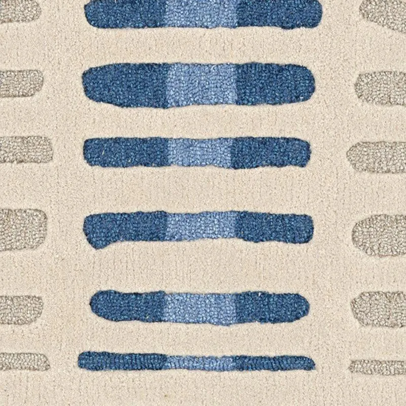 Iros Hand Tufted Geometric Wool & Nylon Carpet - Navy Blue media 4