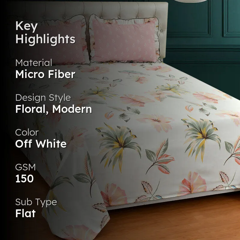 Berry Blush Frill Microfiber Bedsheet - 150 GSM media 2