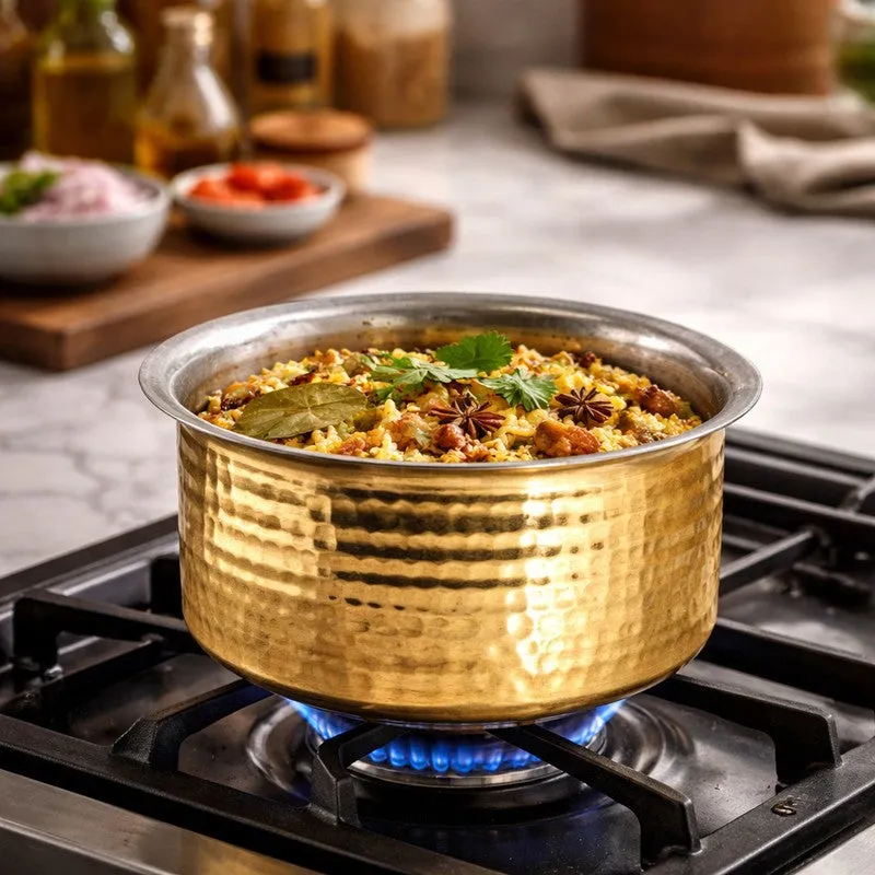 HeritageGlow Durable Brass Pateela - 1300 mL media 1