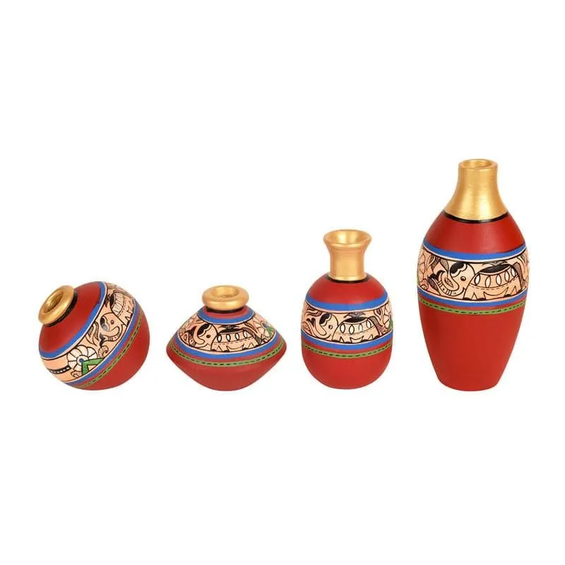 Rasham Tribal Terracotta Vase - Set Of Three media 3