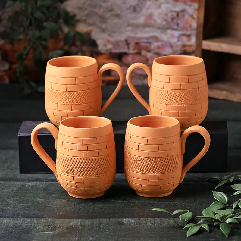 Suvarsha Terracotta Coffee Mug (400 mL Each) - Set of Four media 3