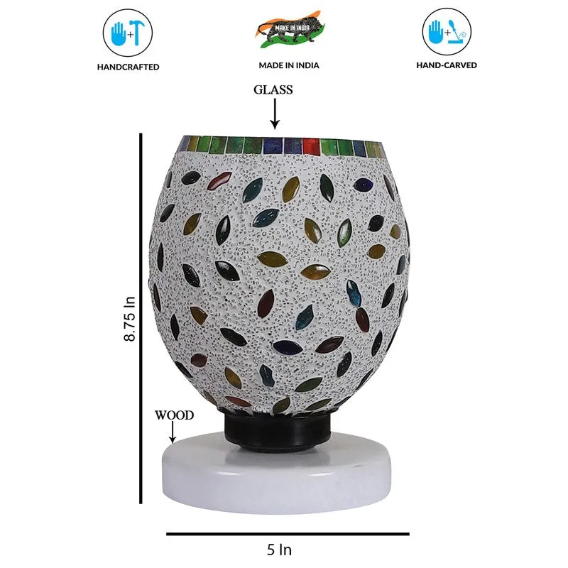 Celesta Mosaic Glass Table Lamp With Wooden Base - Multicolor media 8