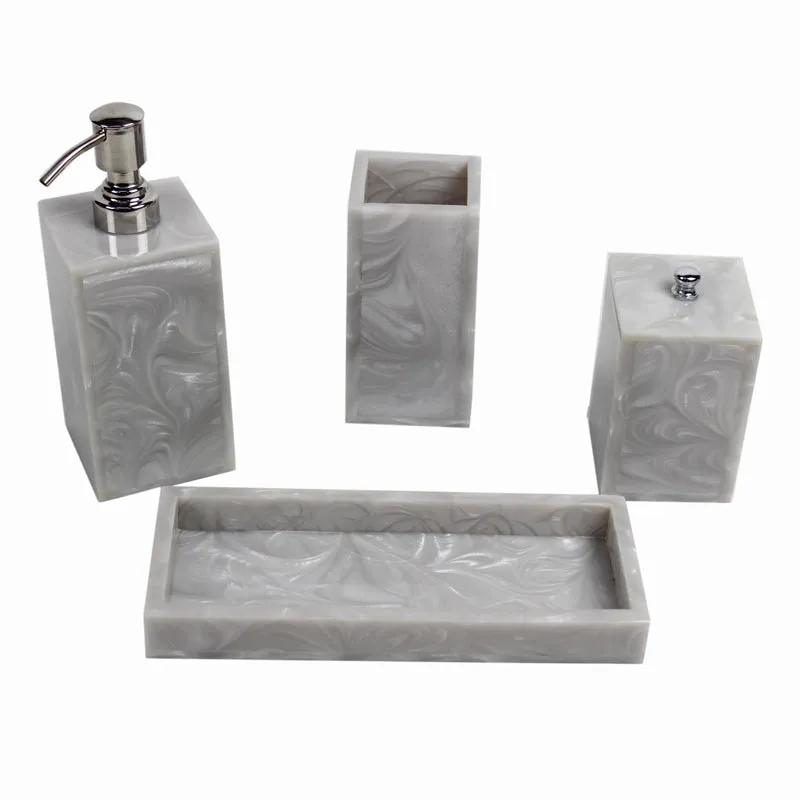 Svela Resin Bathroom Set (Grey) - Four Piece Set media 3