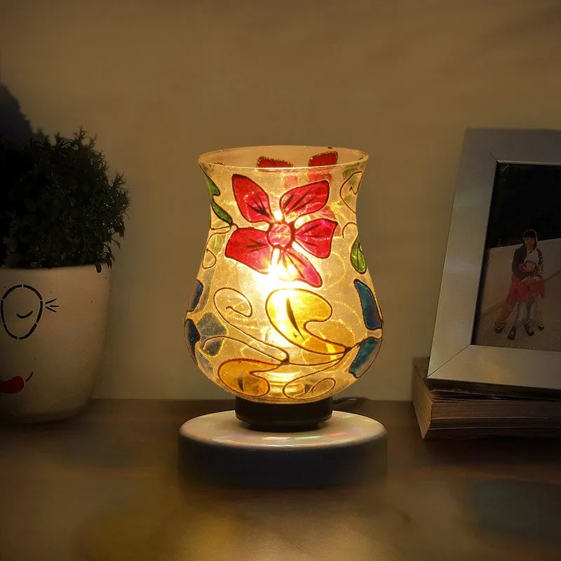 Mystilux Mosaic Glass Table Lamp With Wooden Base - Multicolor media 1