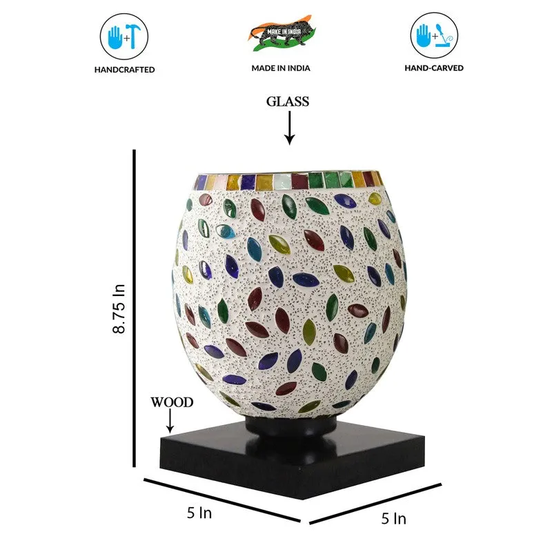 Flarin Mosaic Glass Table Lamp With Wooden Base - Multicolor media 8