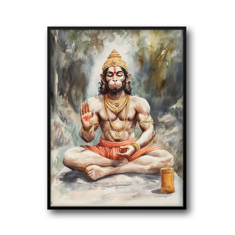 Anjaneya's Tapas Spiritual Archival Paper Wall Painting With Frame - Black media 5