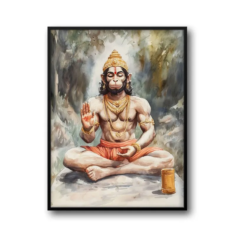 Anjaneya's Tapas Spiritual Archival Paper Wall Painting With Frame - Black media 5