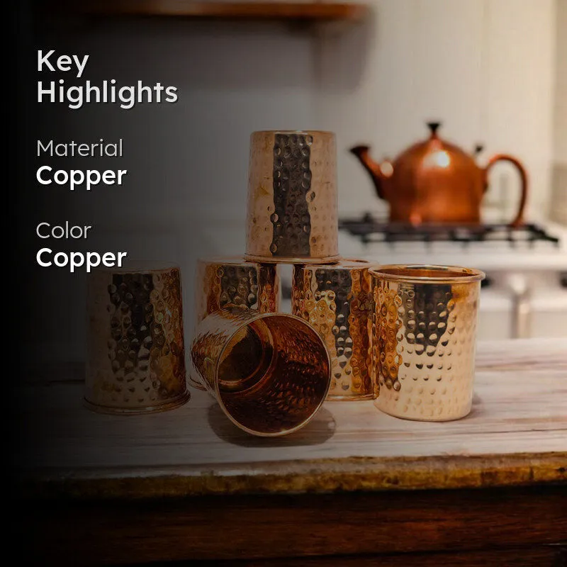 Cuva Hammered Copper Glass (200 mL) - Set Of Six media 2