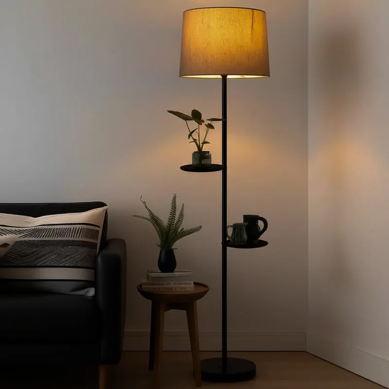 Elfin Floor Lamp With Shelf - Beige media 1