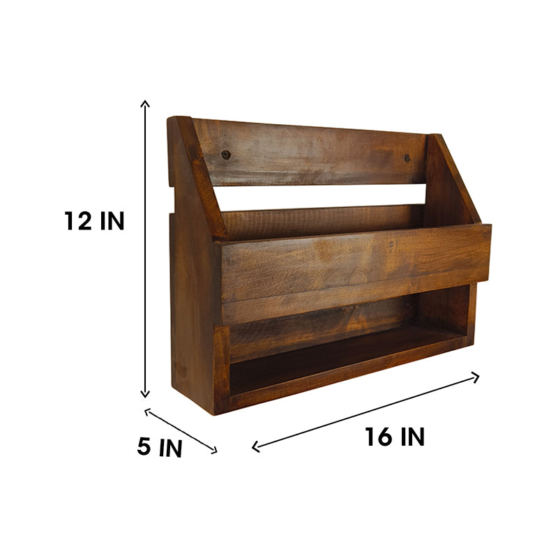 Airoak Wooden Wall Shelf Organiser with Key Holders media 6