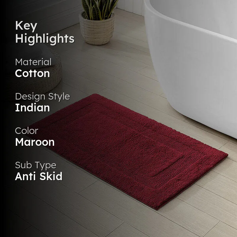 Paris Luxe Reversible Cotton Bath Mat - Maroon media 2