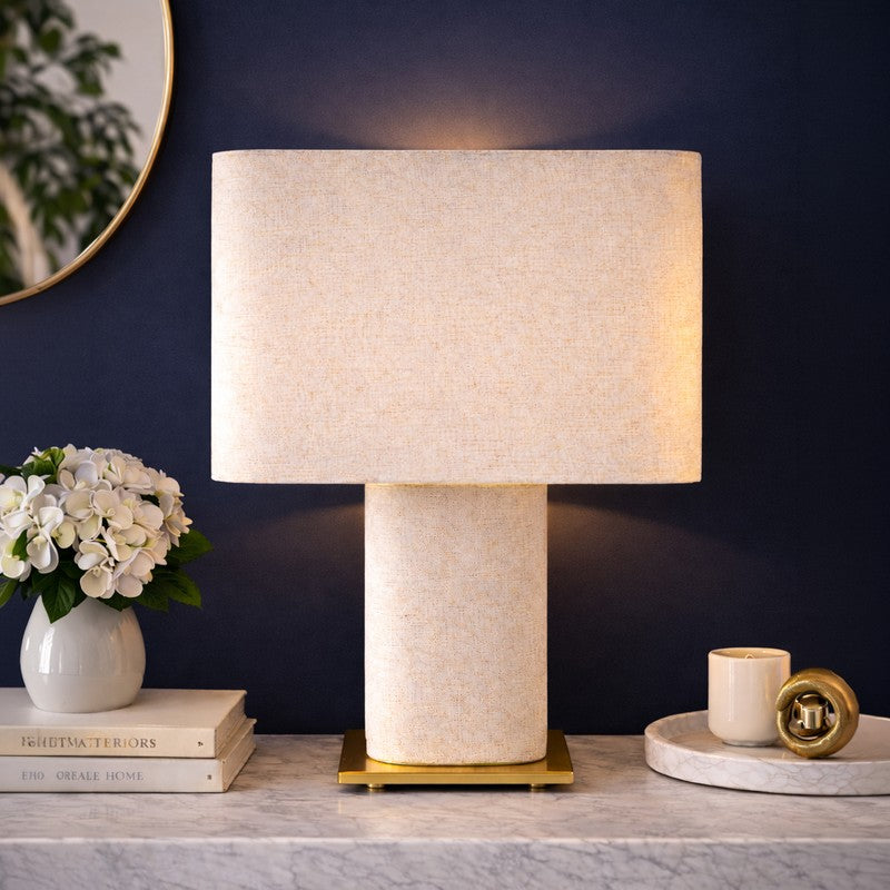 AarviDecor Stratford Decorative Fabric Table Lamp - Beige
