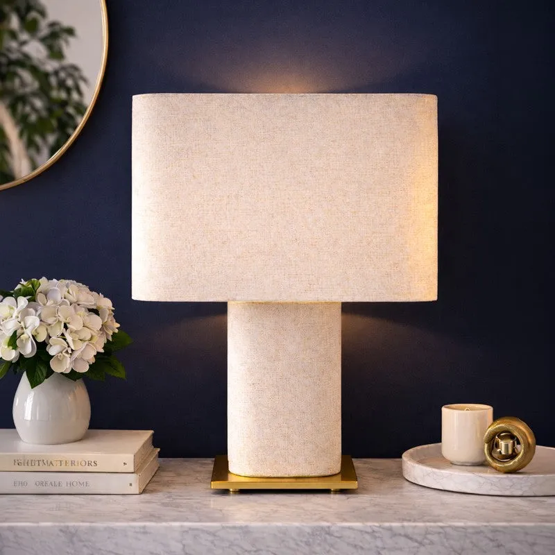 AarviDecor Stratford Decorative Fabric Table Lamp - Beige media 1
