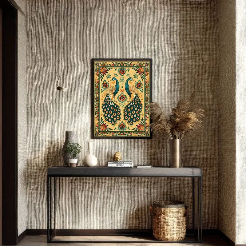 Mayura Folk Art Canvas Wall Painting With Black Frame media 7