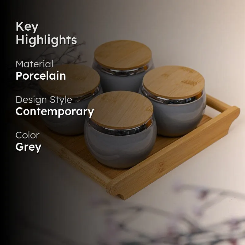 Lira Grey Dry Fruit Container With Tray (360 mL Each) - Five Piece Set media 2