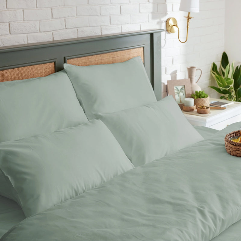 Maison Neo Solid Cotton Bedsheet (Sage Green) - 1000 TC media 5