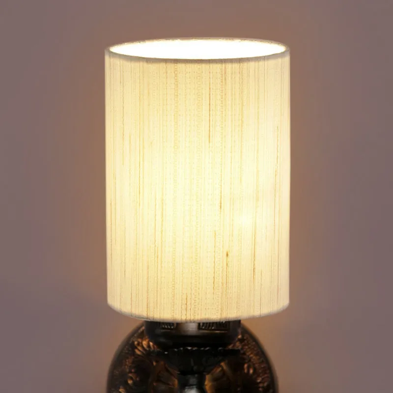 Amro Retro Cylindrical Fabric & Metal Wall Lamp - Off White media 4