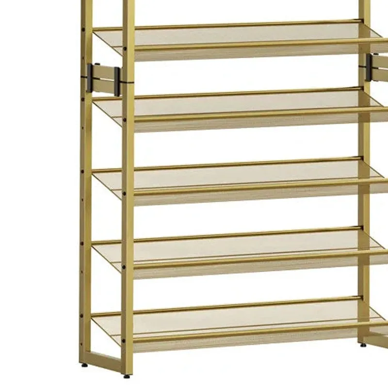 Durable Metal Shoe Rack - Gold media 4