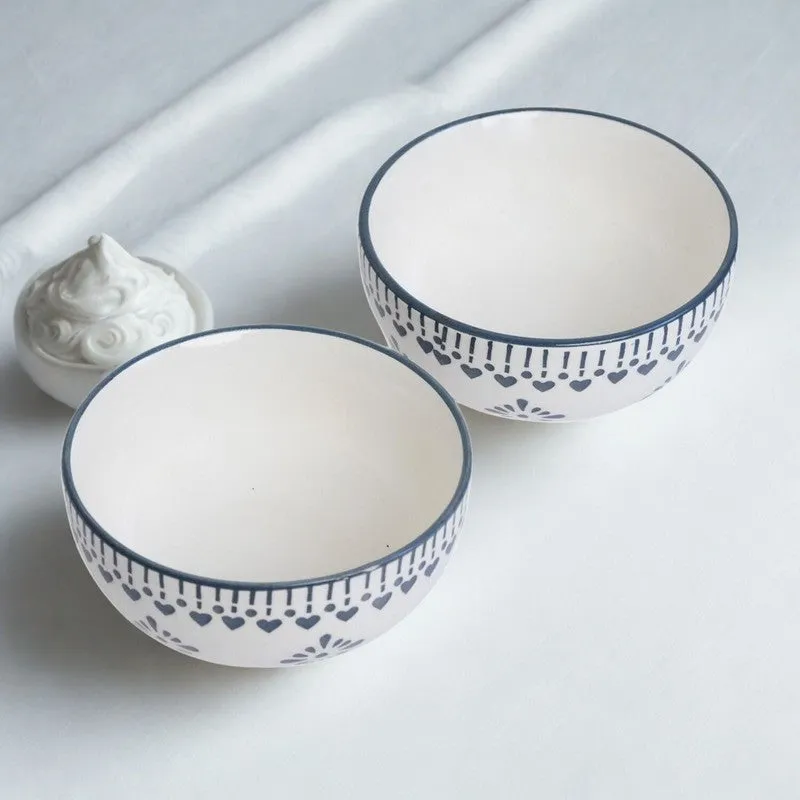 TableTreat Ceramic Snack Bowls (Blue,White, 200 mL Each) - Set Of Two media 4