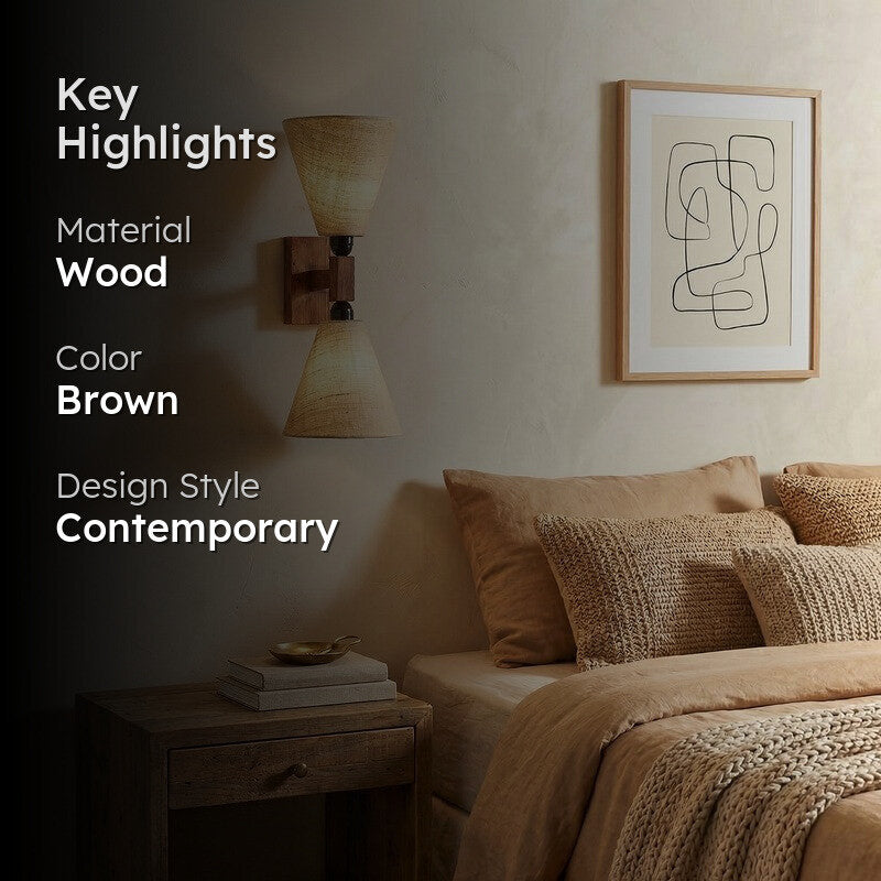 TwinBeam Wooden Wall Lamp - Brown media 2