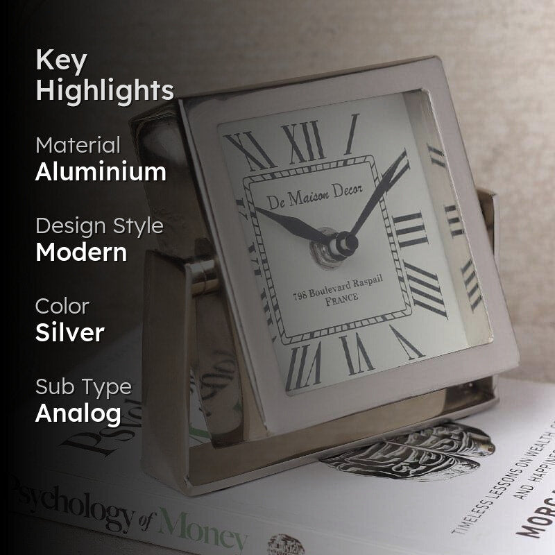 Curae Table Clock - Silver media 2