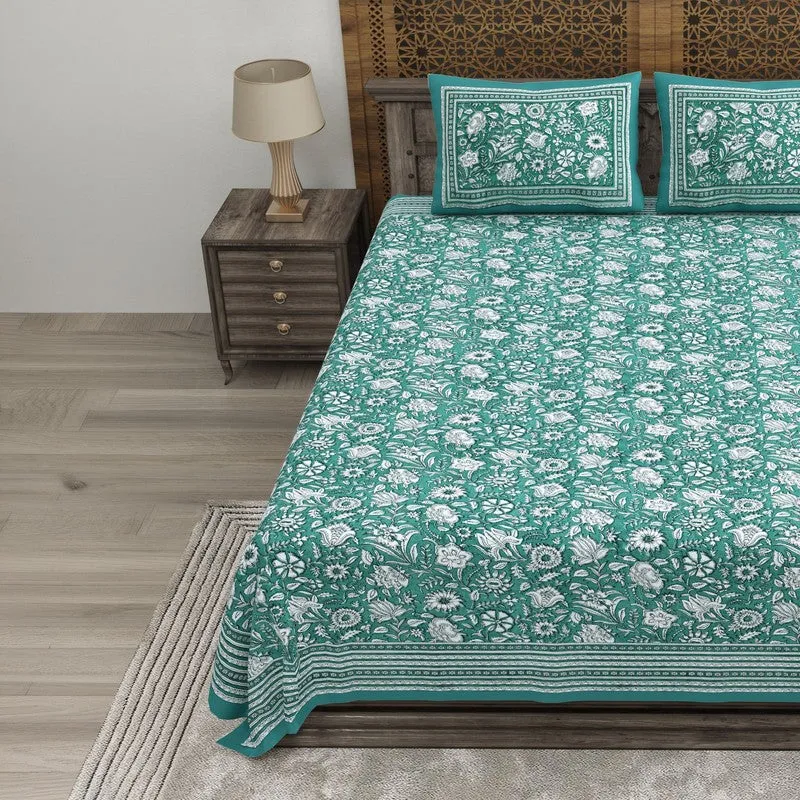 Patterny Cotton Bedsheet (Green) - 240 TC media 3