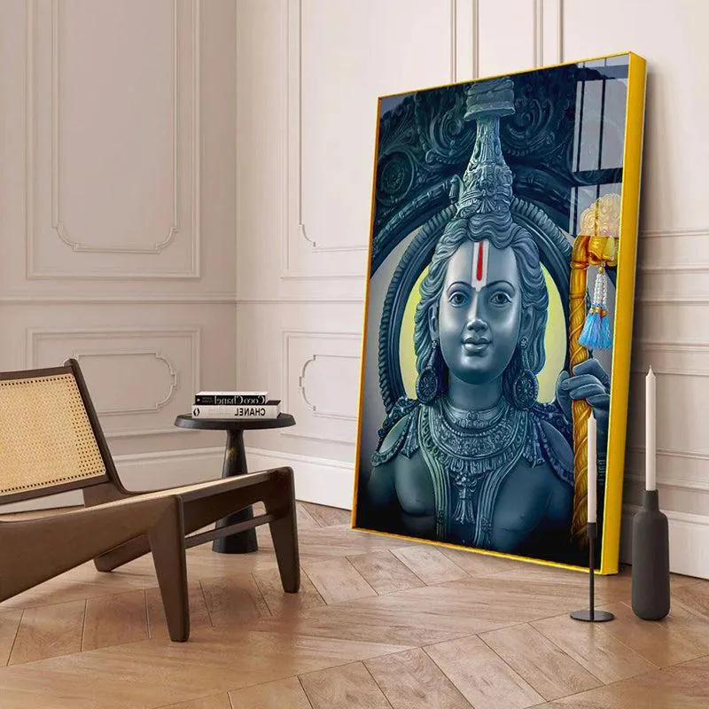 Divyash Lord Ram Spiritual Canvas Wall Art With Frame - Gold media 4