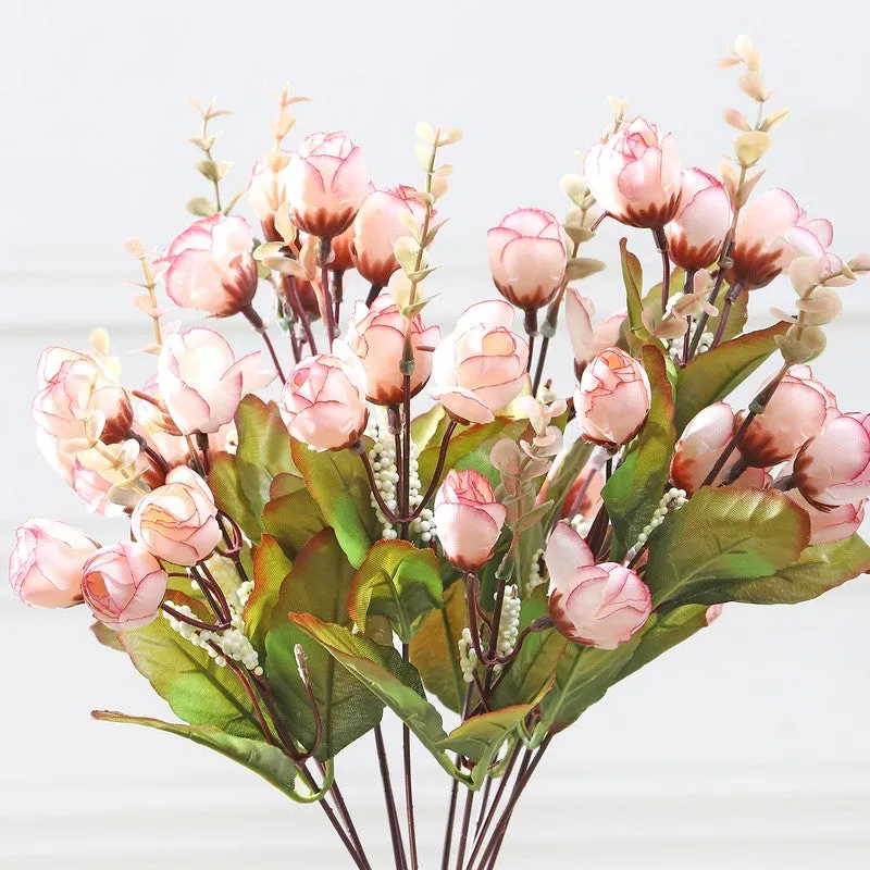 Cross Mini Rose Artificial Flower Bunch - Light Pink media 5
