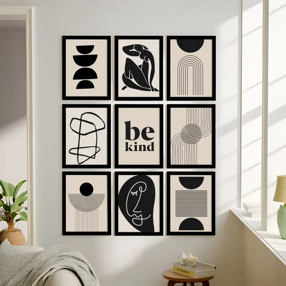 Graphia Line Art Paper Wall Painting - Set Of Nine media 7