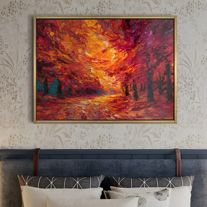 Cinnabar Forest Canvas Wall Painting With Frame media 5