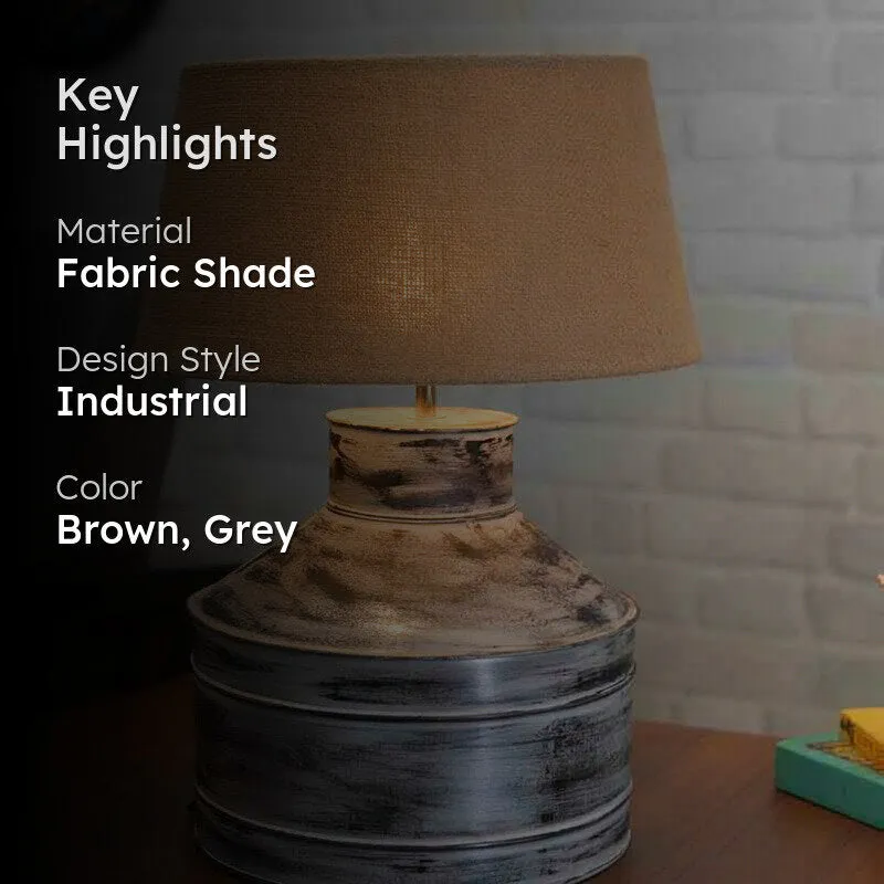 Cannister Fabric Table Lamp - Brown,Grey media 2