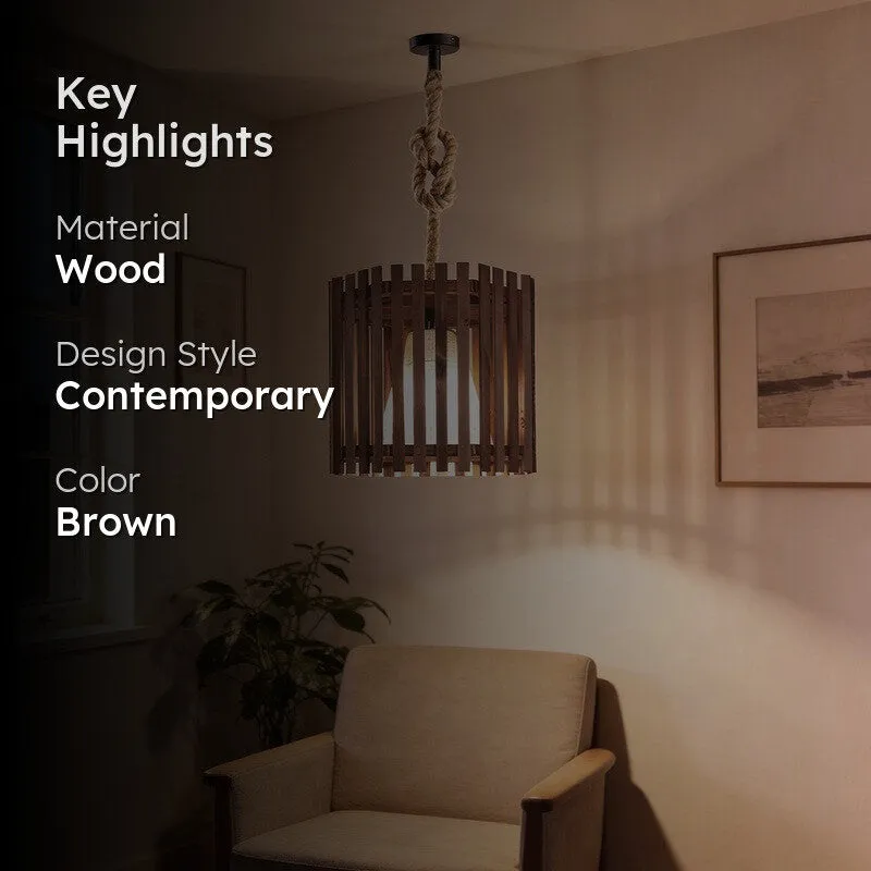 CageFacet Wooden Ceiling Lamp - Brown media 2