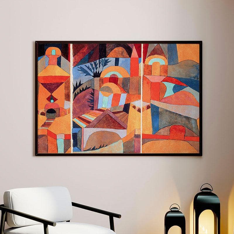 Temple Gardens Canvas Painting - Black Frame