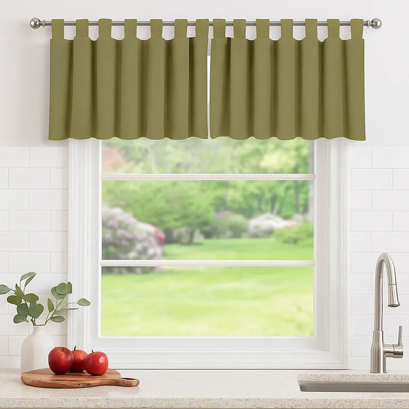 Tab Tale Flat Curtain Valance (Dark Khaki) - Set Of Two media 1