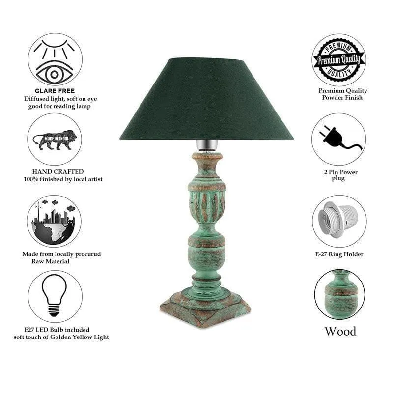 Fionna Carved Fabric Table Lamp - Green media 6