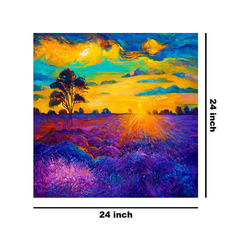 Lavender Field At Dusk Wall Painting media 8