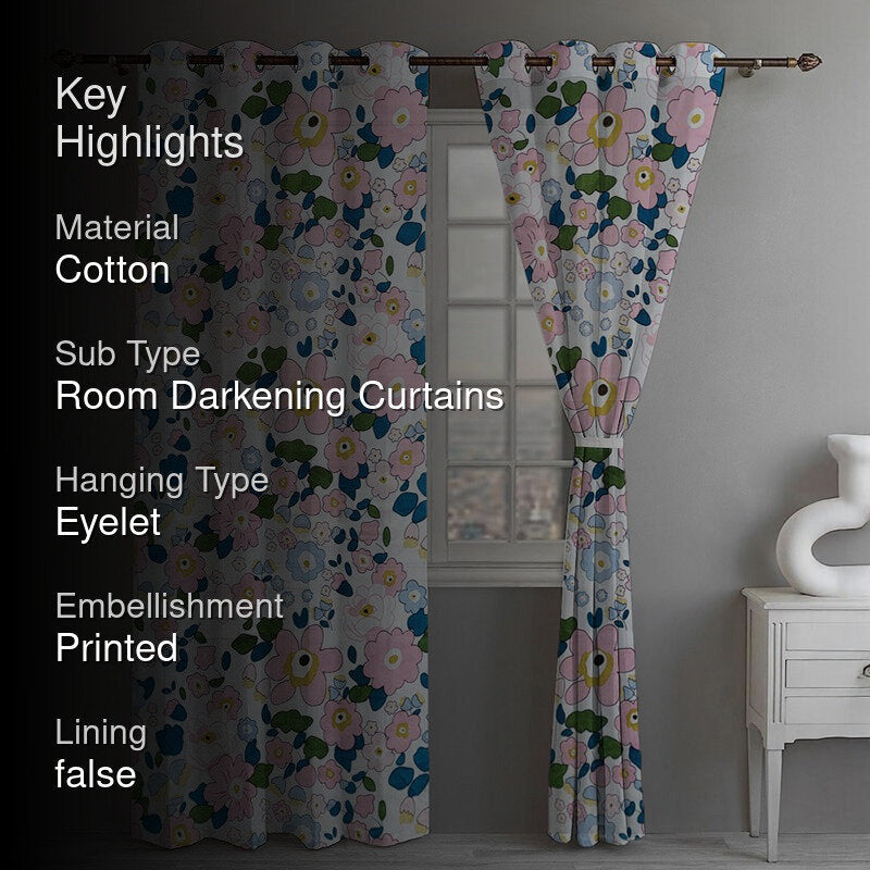 Flora Pop Room Darkening Curtain (Multicolor) - Set Of Two media 2