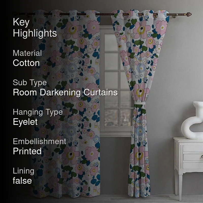 Flora Pop Room Darkening Curtain (Multicolor) - Set Of Two media 2