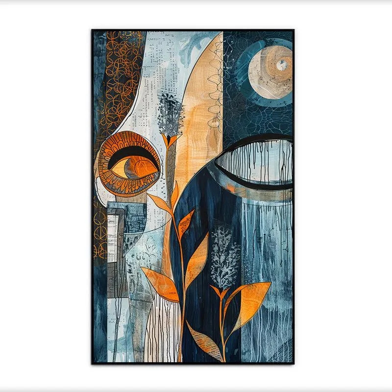 Hues Of Emotions Abstract Canvas Wall Painting With Frame - Black media 4