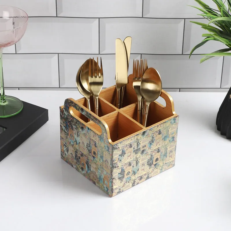 Jharokha Charm Four-Compartment Cutlery Stand media 1