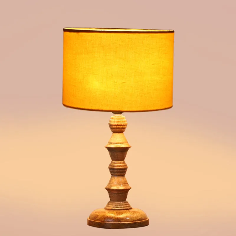 Cotin I Timber Wooden Table Lamp - Yellow,Brown media 4