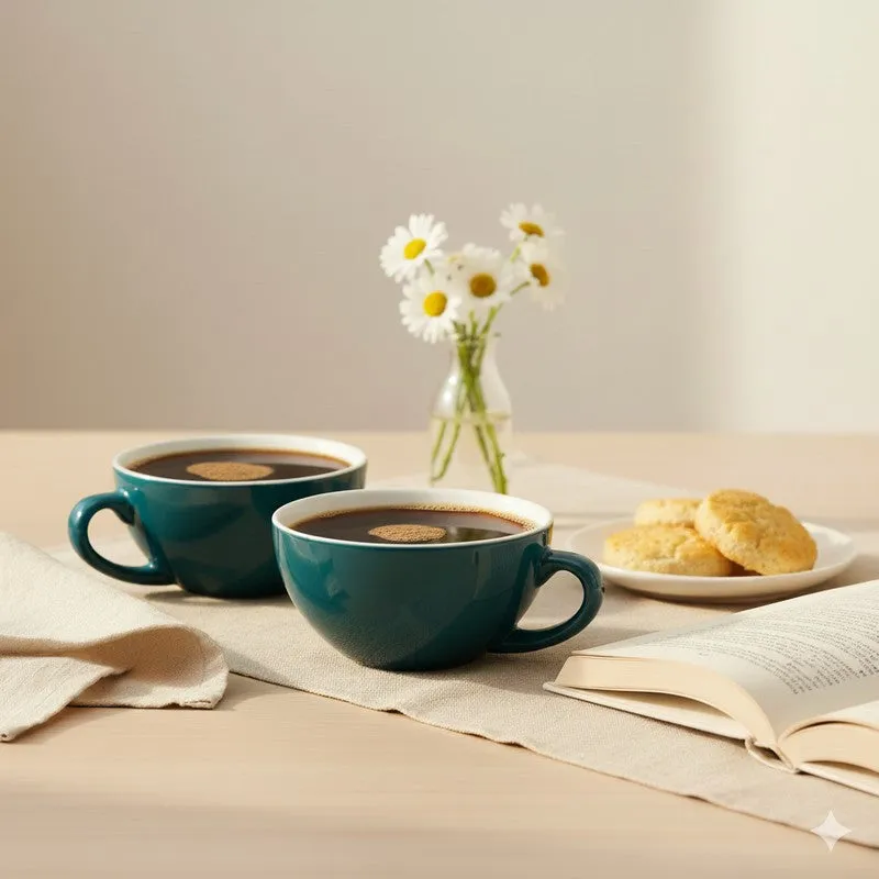 Home Ceramic Tea Cup (240 mL Each) - Set Of Two media 1