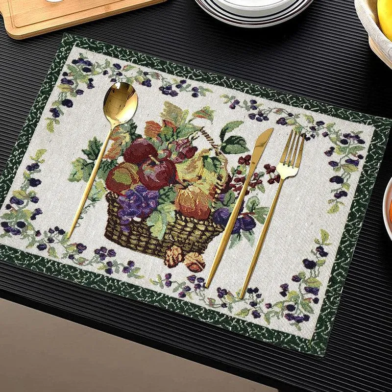 Single placemat styled with cutlery on a dark tabletop