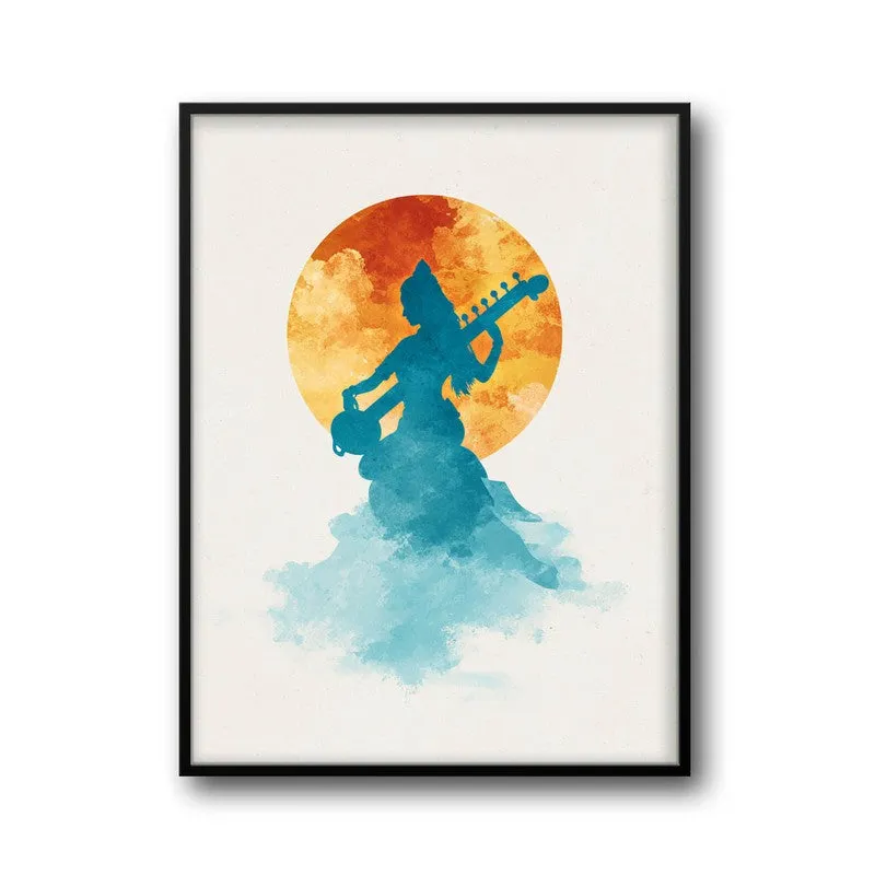 Sri Saraswati Devi Graceful Archival Paper Wall Art media 7