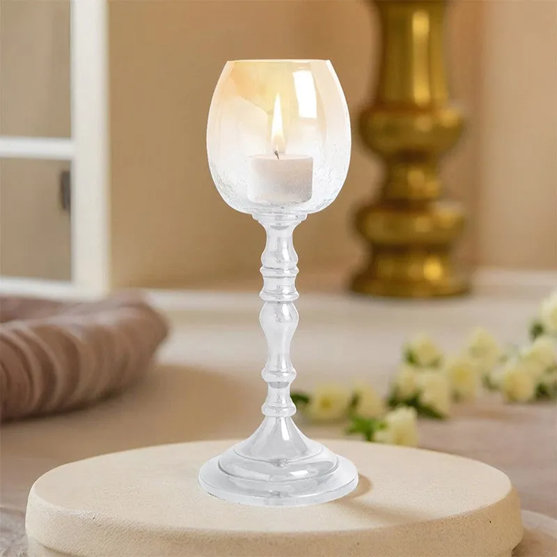 Polido Textured Glass Candle Holder - Silver media 5