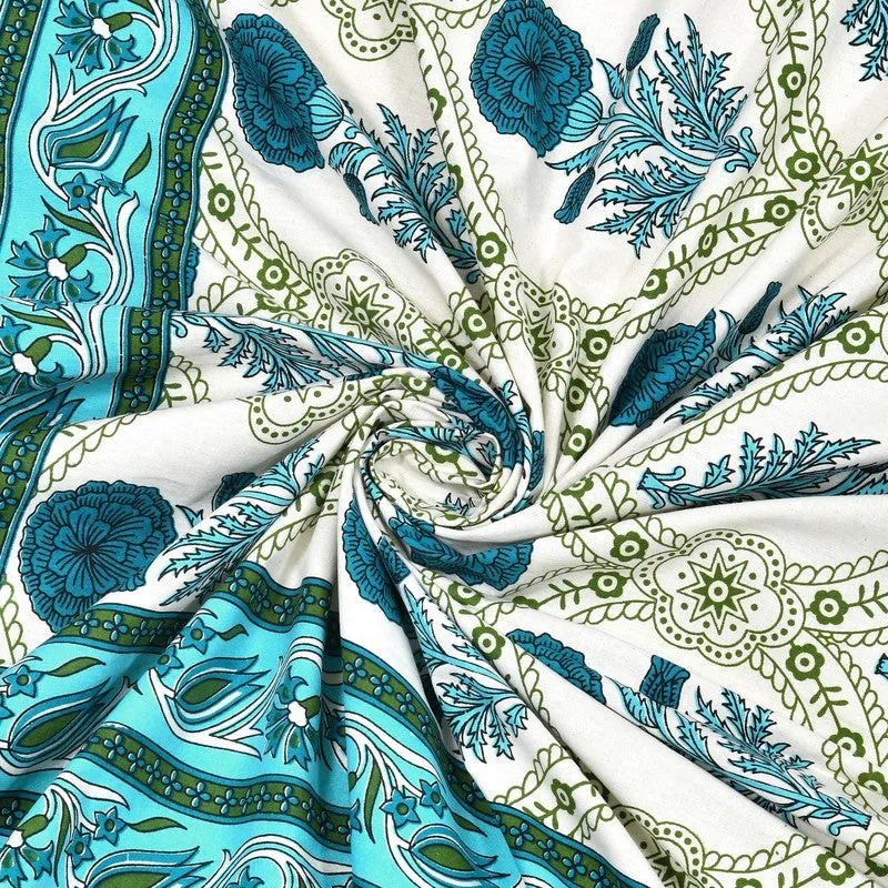 Vineen Cotton Bedsheet (Green,White) - 240 TC media 5