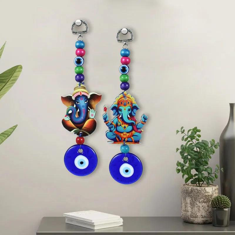 Ganesha Gajendra Evil Eye Metal Wall Accent - Set Of Two media 1
