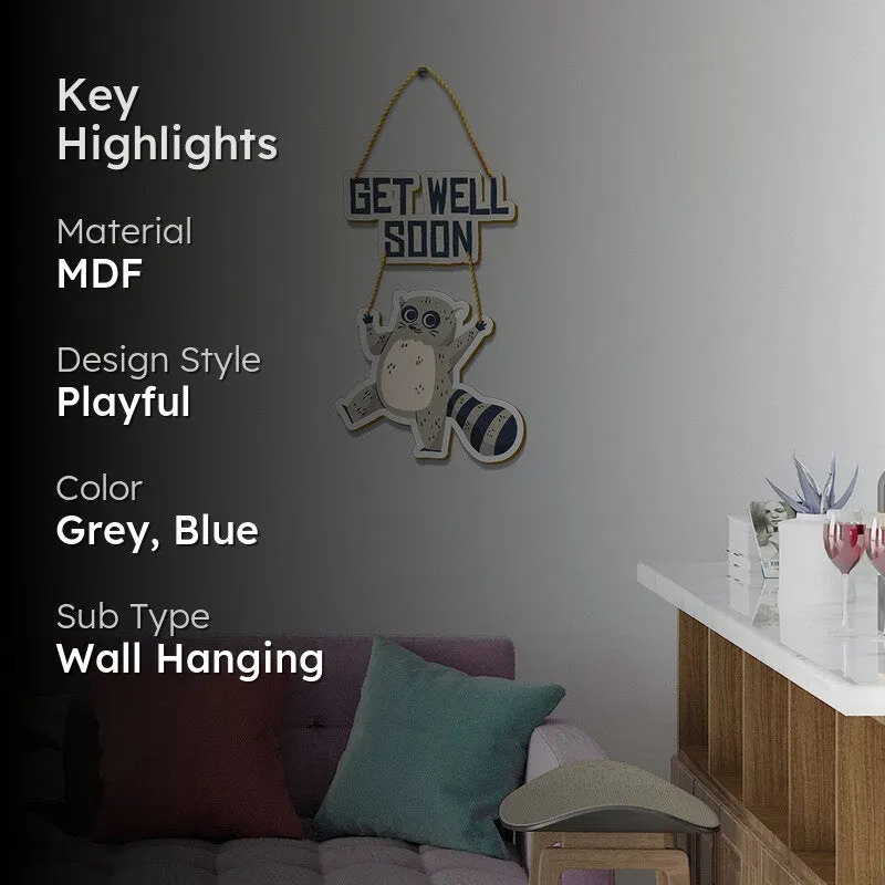 Get Well Soon Hanging Decoration with Cartoon Animal MDF Wall Accent media 2