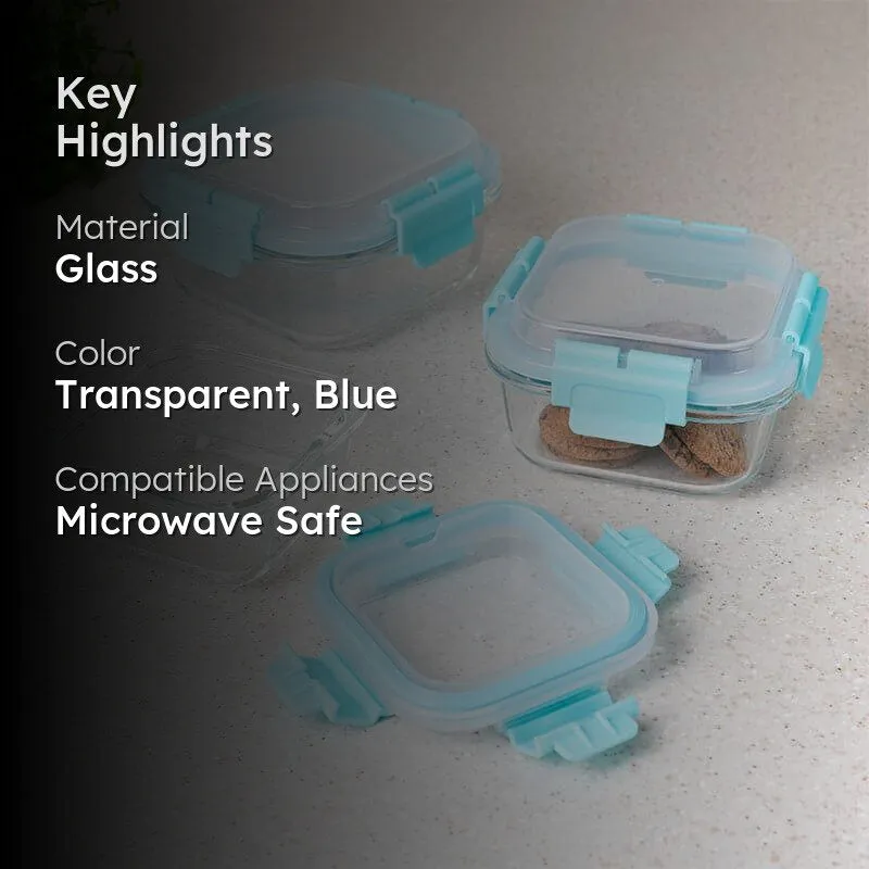 Flavour Tight Square Lunch Box - Transparent & Blue media 2
